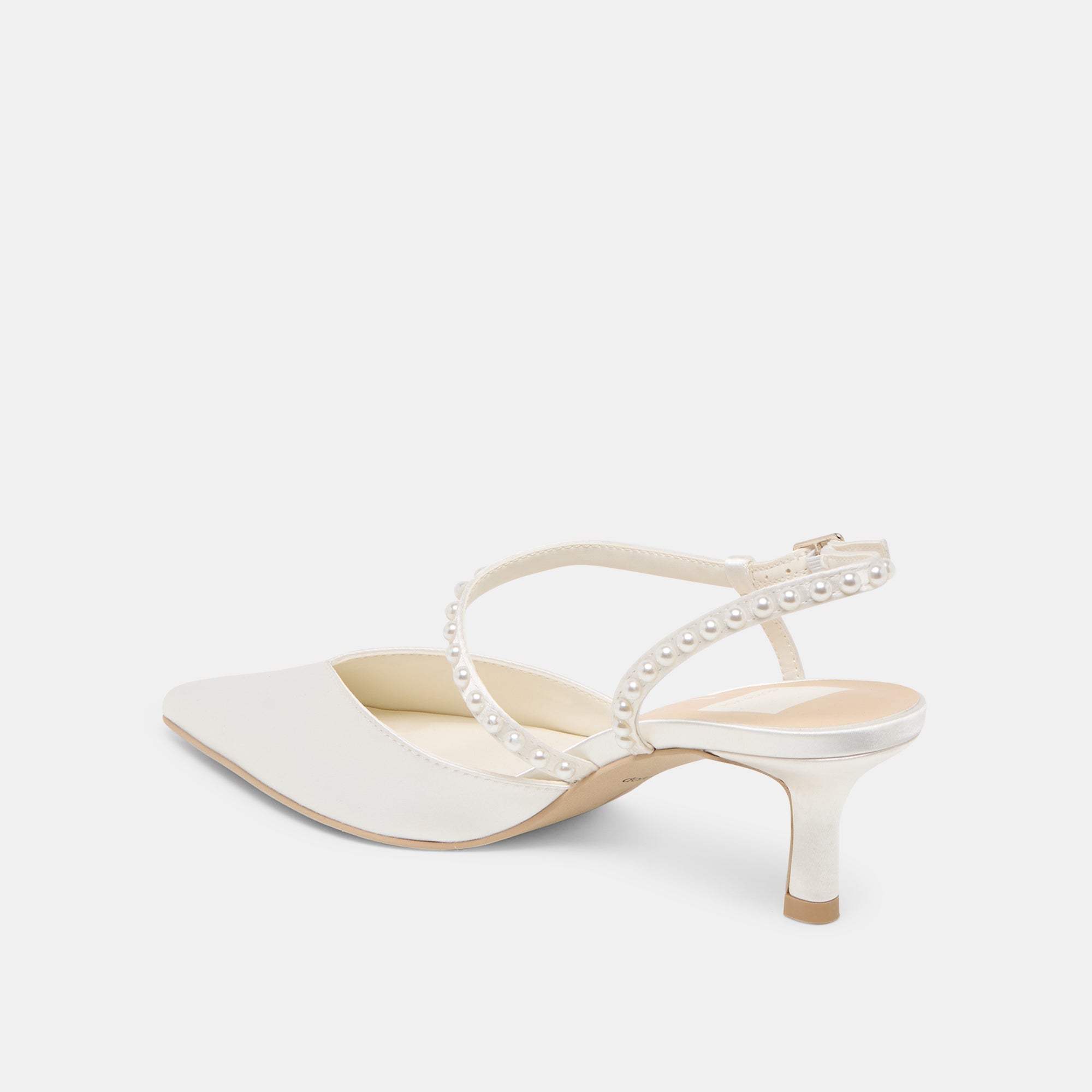 Kamra Pearl True White Satin Mid Heels | Dolce Vita Women