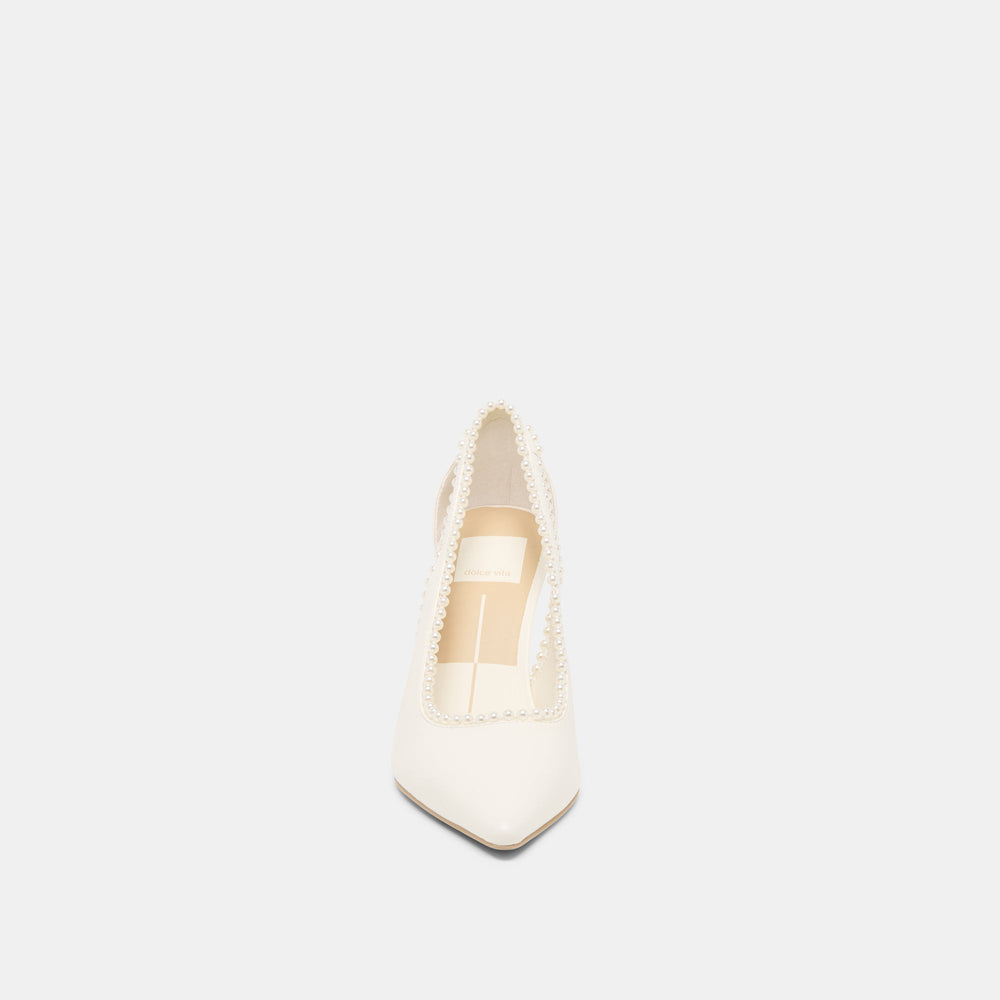 Kelson Pearl True White Leather Heels | Women Dolce Vita