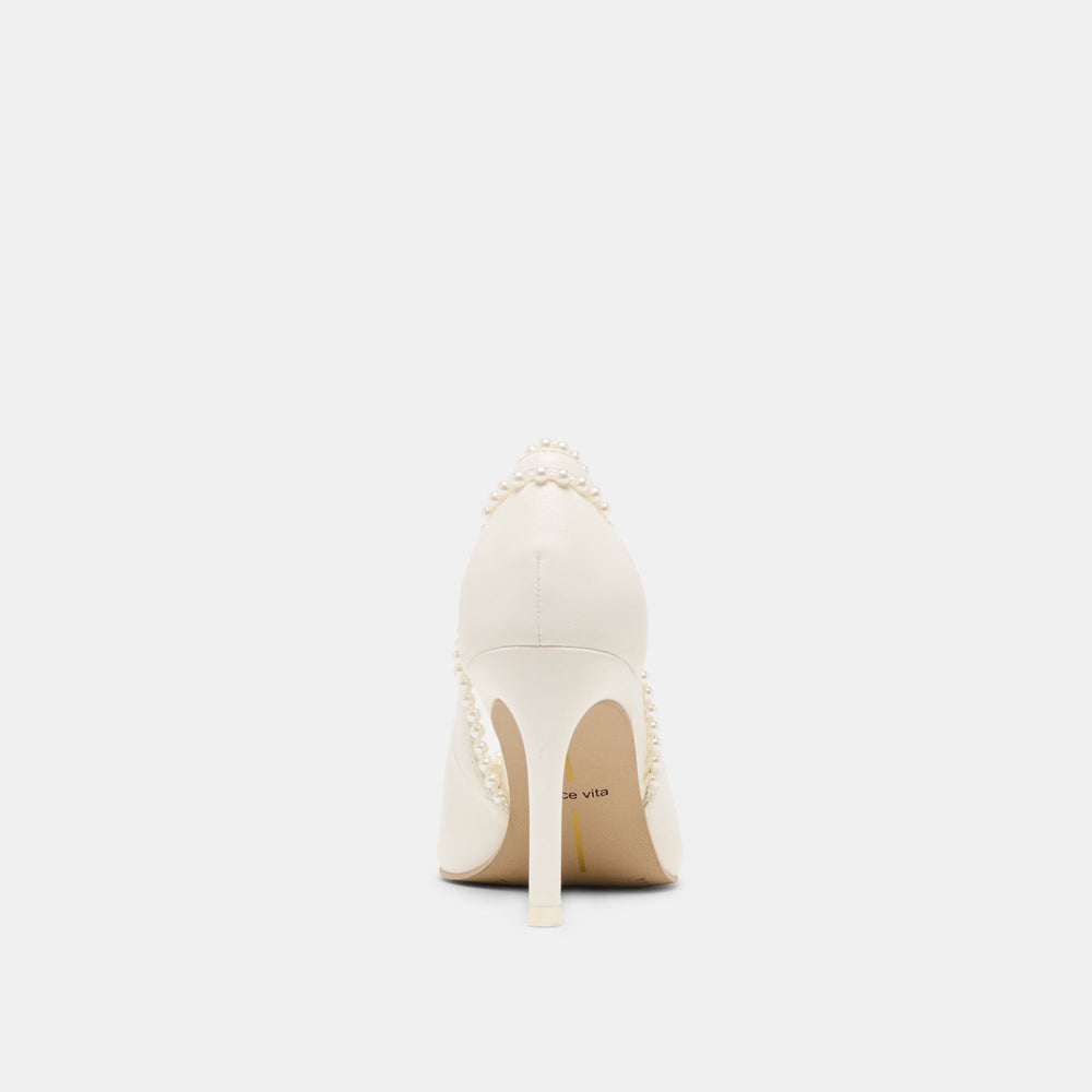 Kelson Pearl True White Leather Heels | Women Dolce Vita
