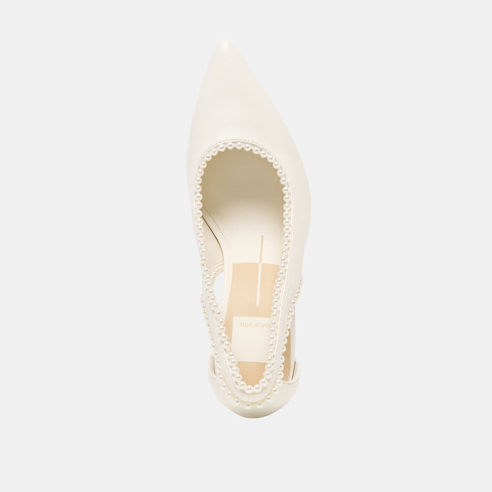 Kelson Pearl True White Leather Heels | Women Dolce Vita