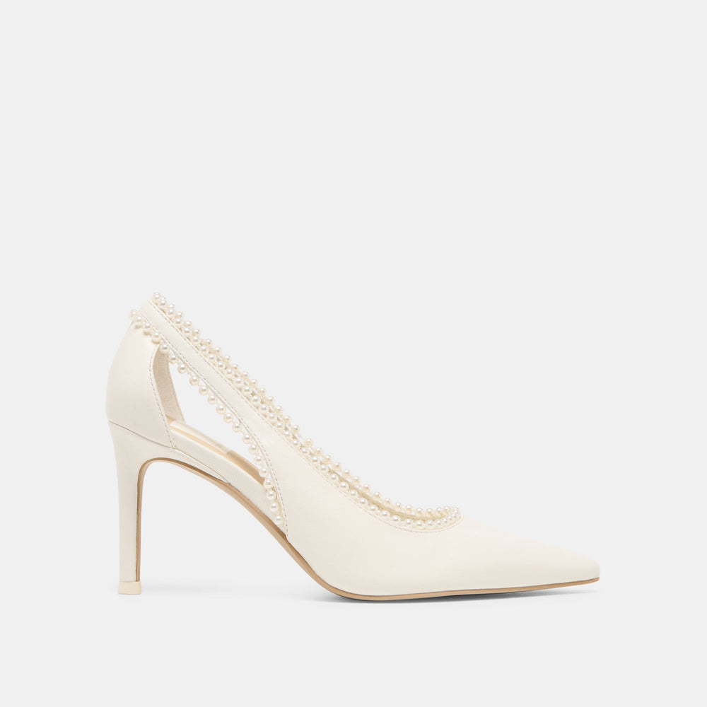 Kelson Pearl True White Leather Heels | Women Dolce Vita