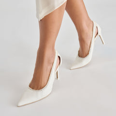 Kelson Pearl True White Leather Heels | Women Dolce Vita