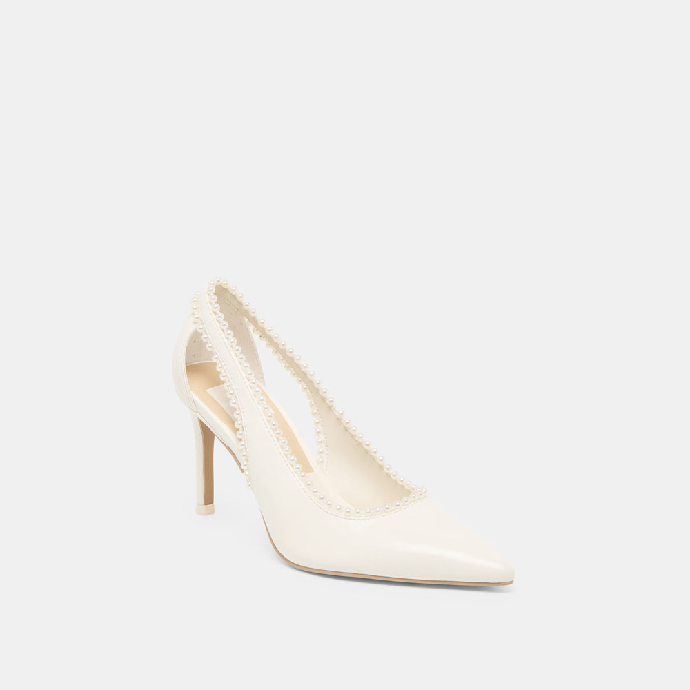 Kelson Pearl True White Leather Heels | Women Dolce Vita