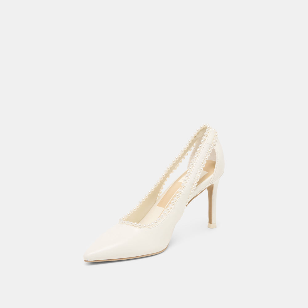 Kelson Pearl True White Leather Heels | Women Dolce Vita