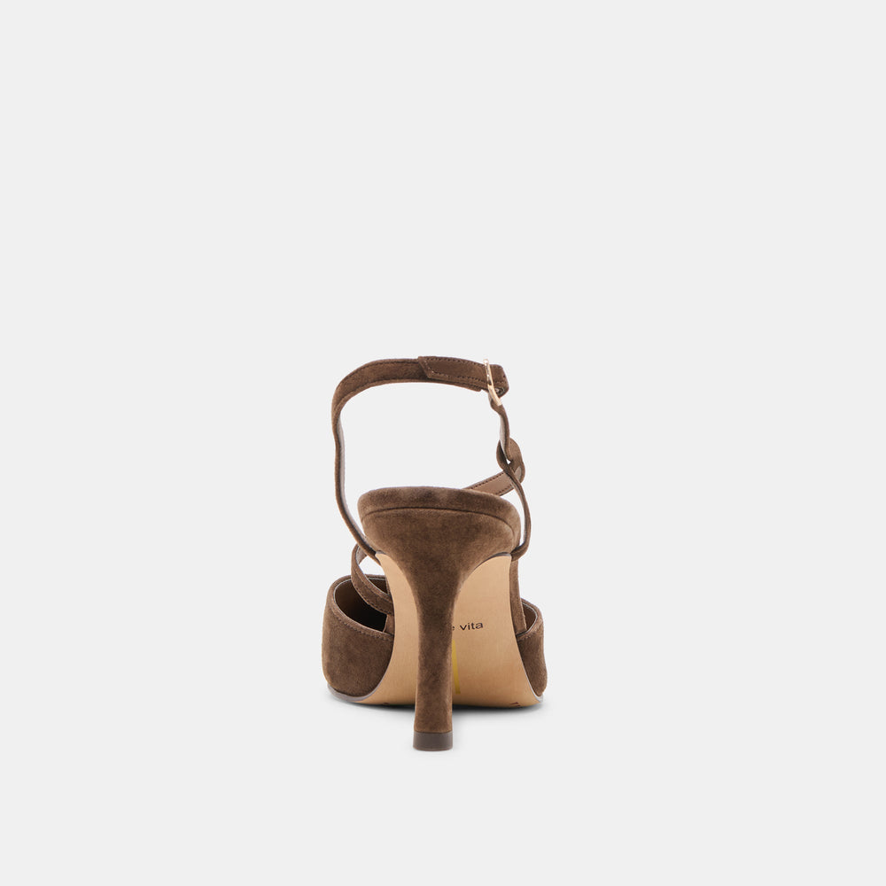 Kamra Dk Brown Suede Heels | Women Dolce Vita