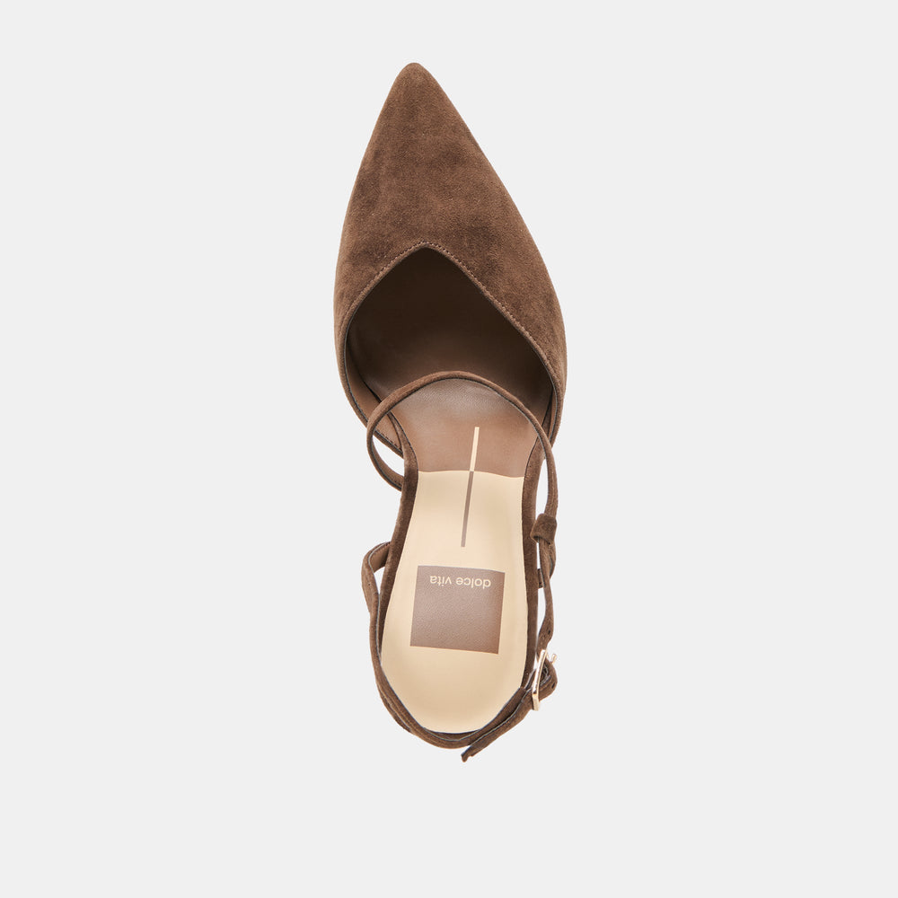 Kamra Dk Brown Suede Heels | Women Dolce Vita
