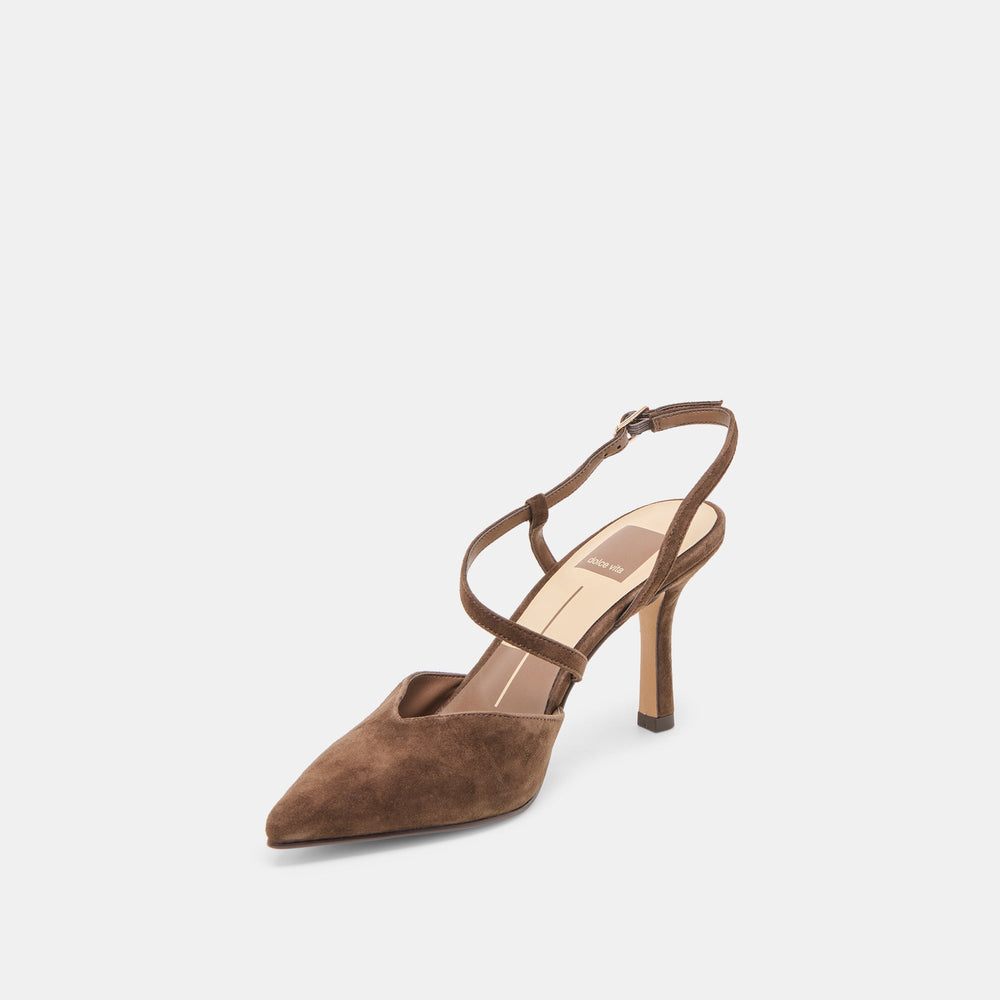 Kamra Dk Brown Suede Heels | Women Dolce Vita