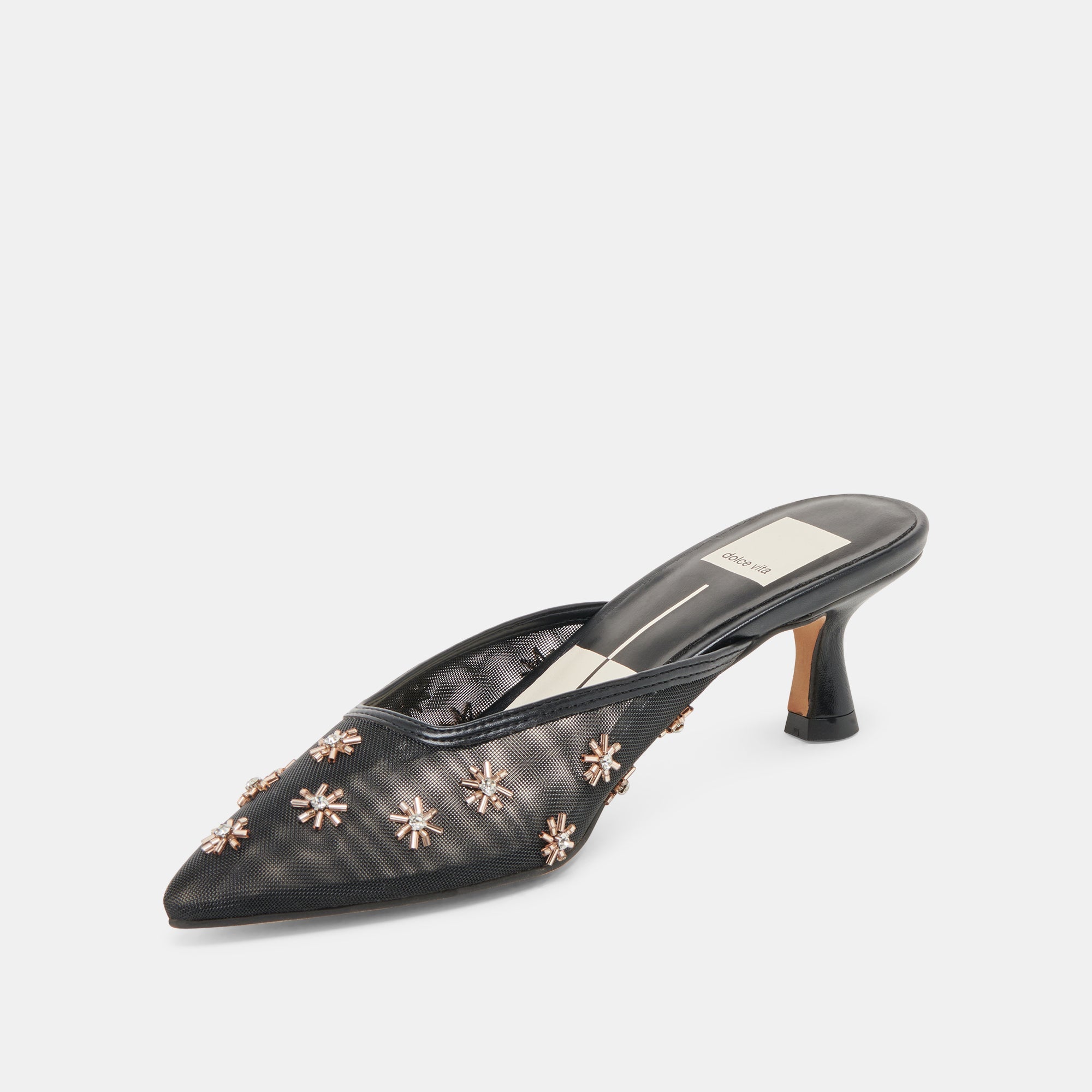 CLARA HEELS BLACK MESH | Women Dolce Vita