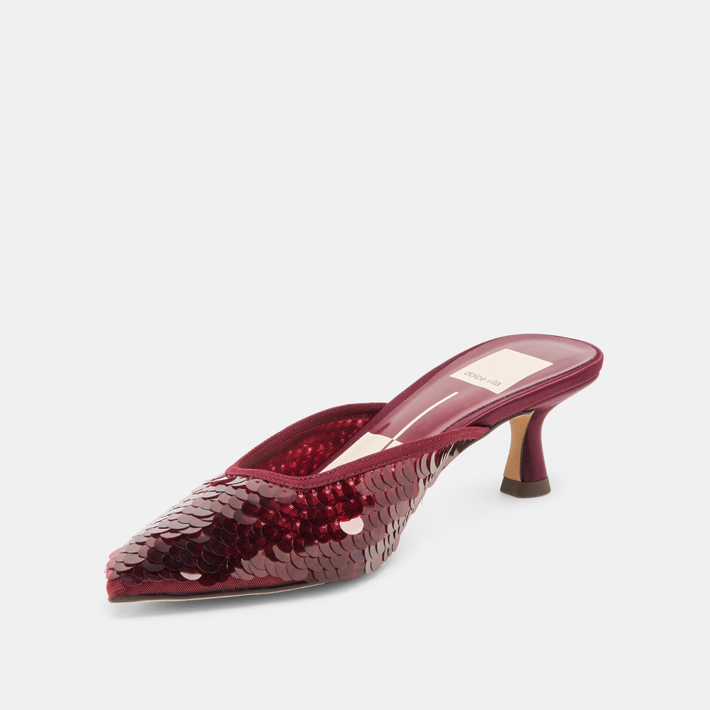 Cleo Cranberry Sequin Heels | Women Dolce Vita