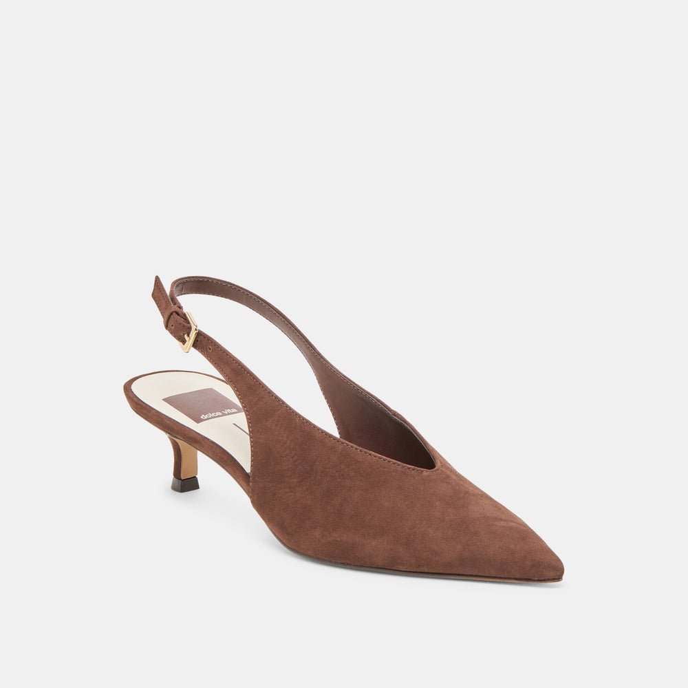 Alenna Dk Brown Suede Heels | Women Dolce Vita