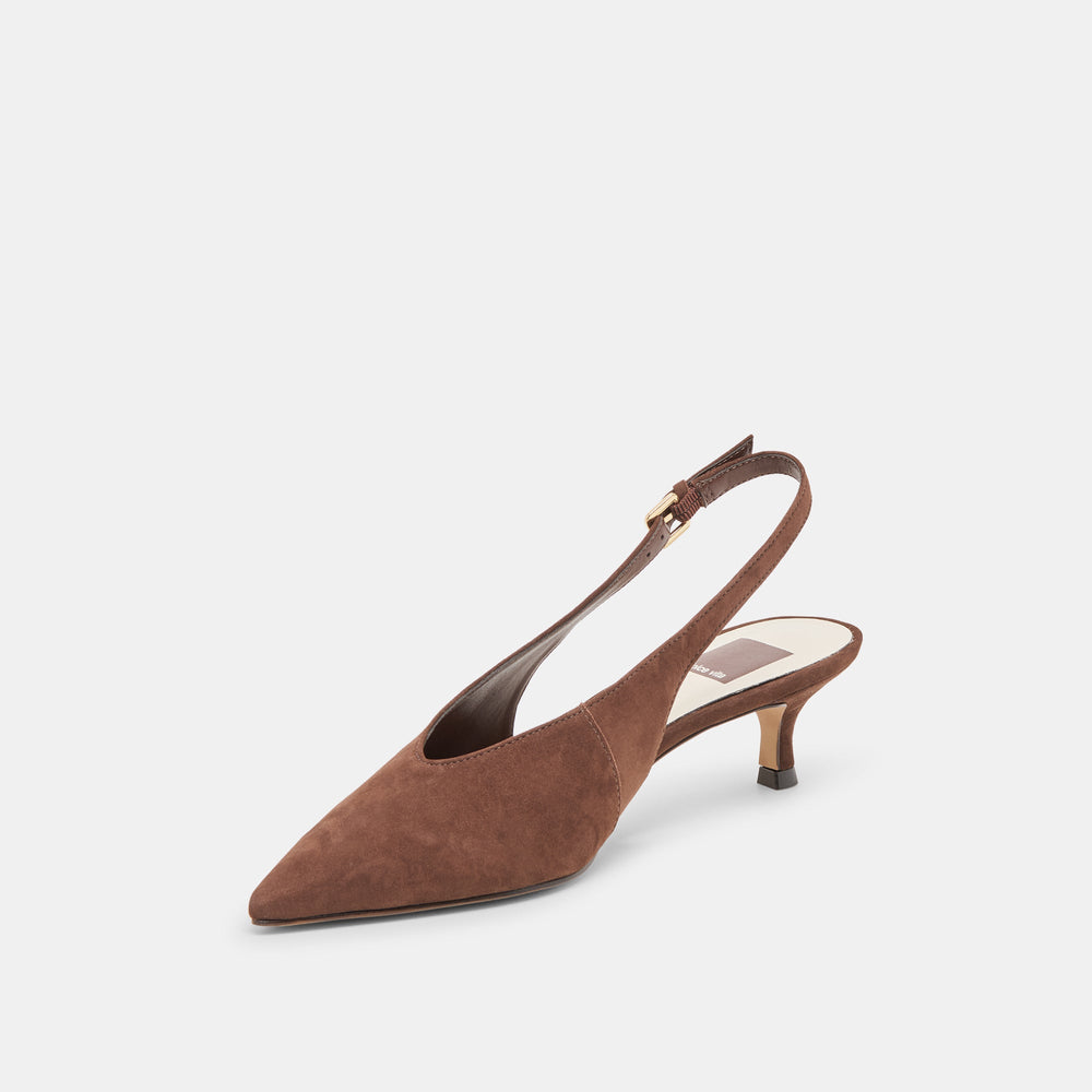 Alenna Dk Brown Suede Heels | Women Dolce Vita