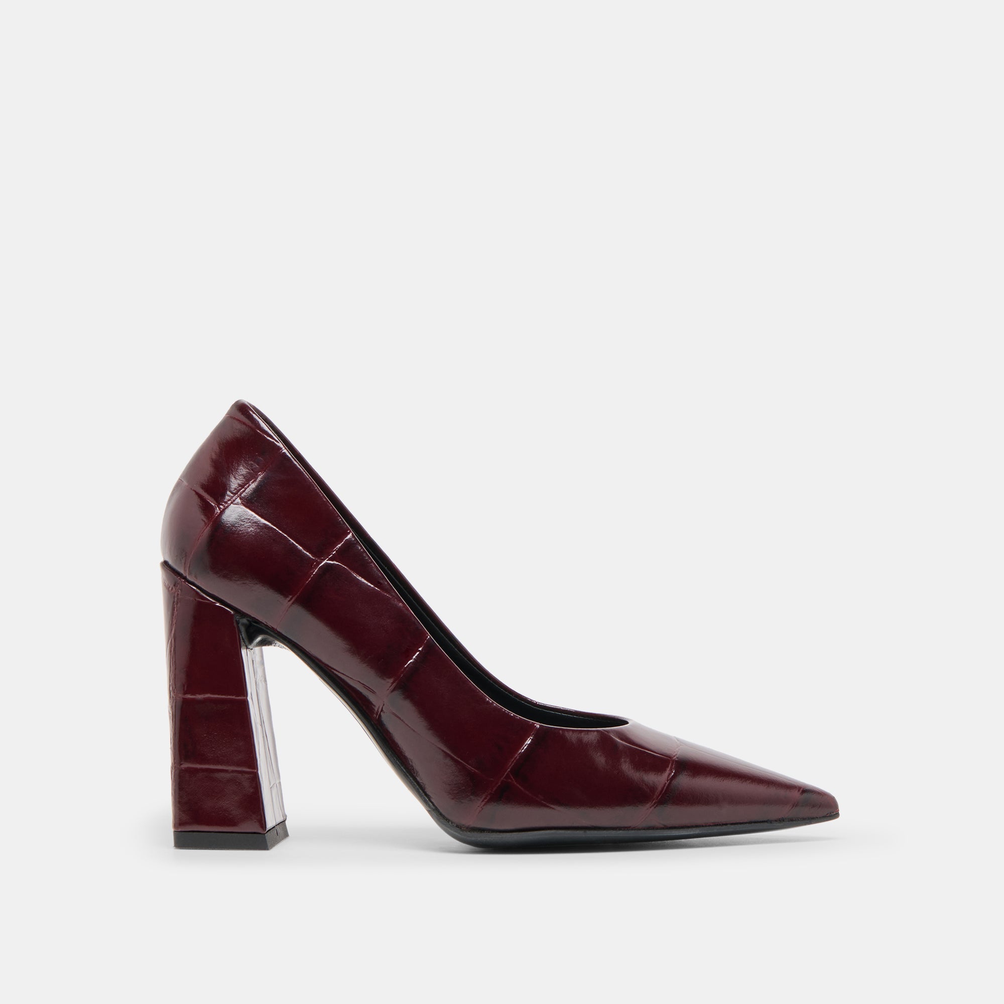 Misty Burgundy Croco Embossed Leather Heels | Dolce Vita Women