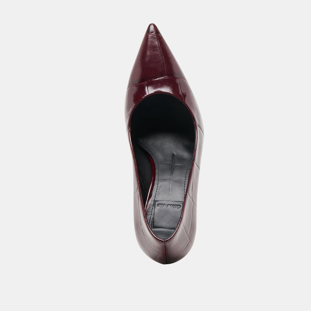 Misty Burgundy Croco Embossed Leather Heels | Dolce Vita Women