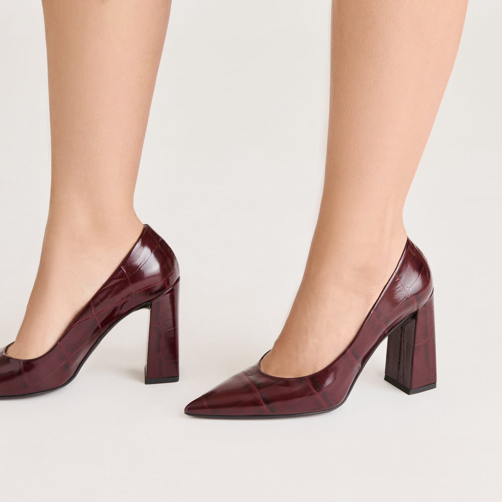 Misty Burgundy Croco Embossed Leather Heels | Dolce Vita Women