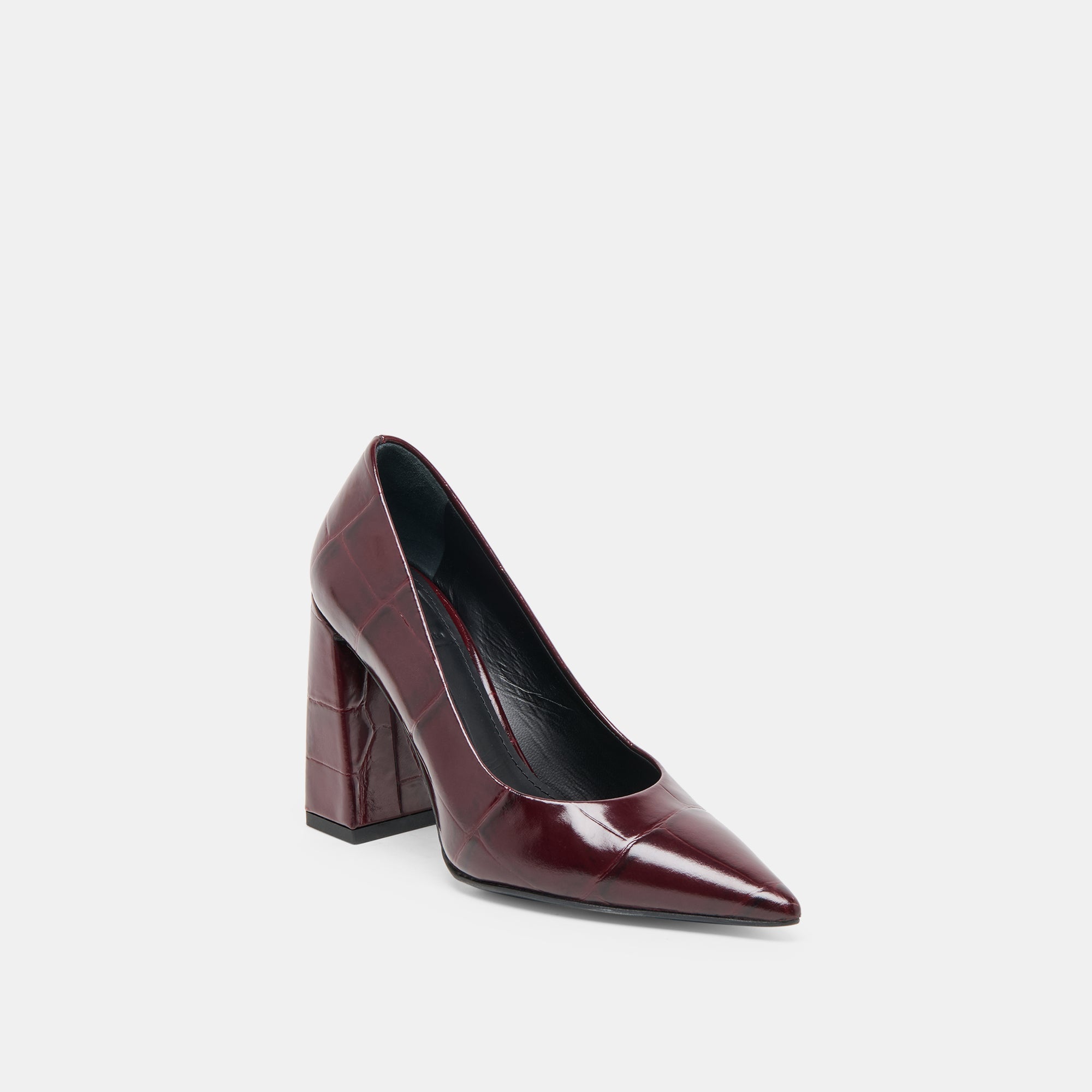Misty Burgundy Croco Embossed Leather Heels | Dolce Vita Women
