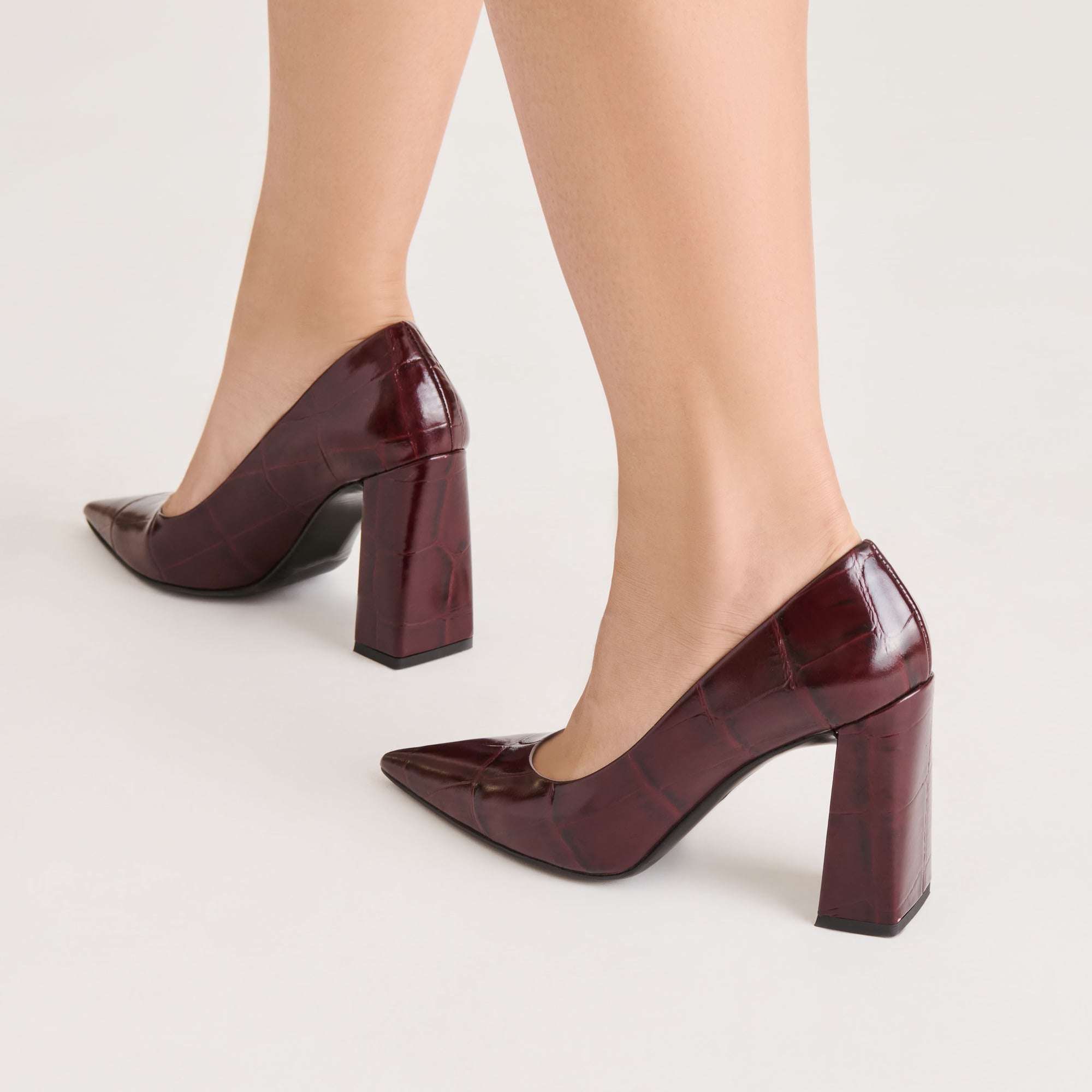 Misty Burgundy Croco Embossed Leather Heels | Dolce Vita Women
