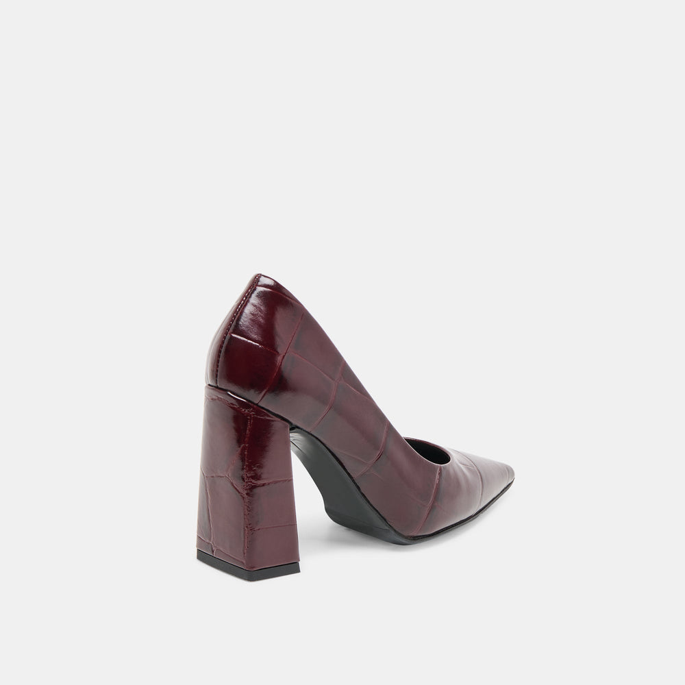 Misty Burgundy Croco Embossed Leather Heels | Dolce Vita Women