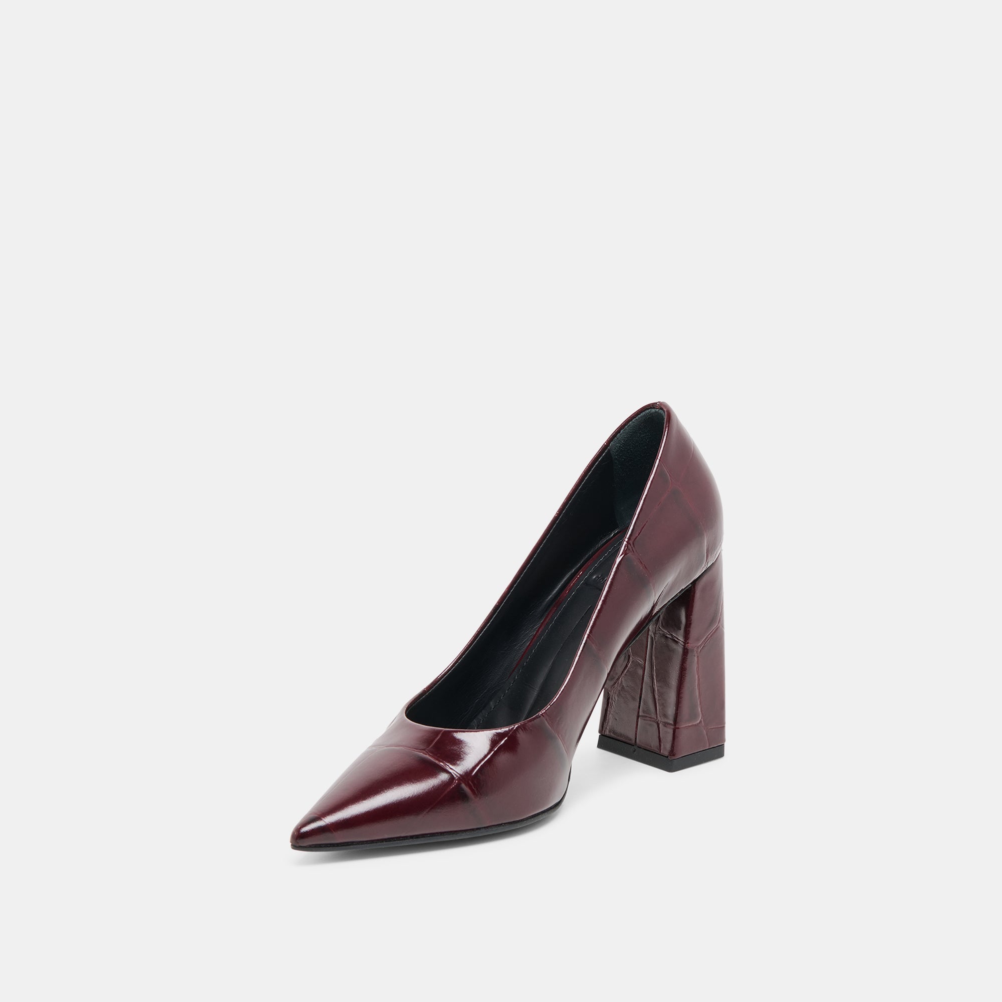 Misty Burgundy Croco Embossed Leather Heels | Dolce Vita Women