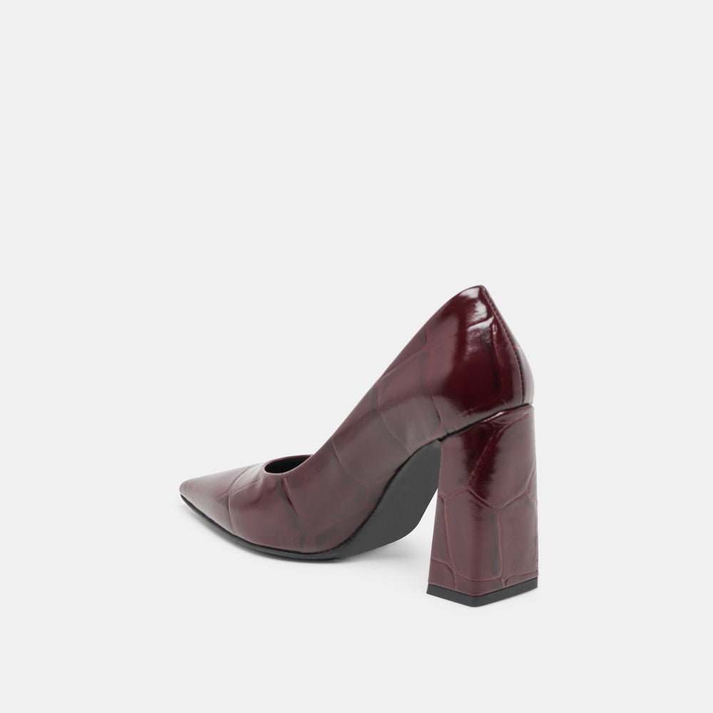 Misty Burgundy Croco Embossed Leather Heels | Dolce Vita Women