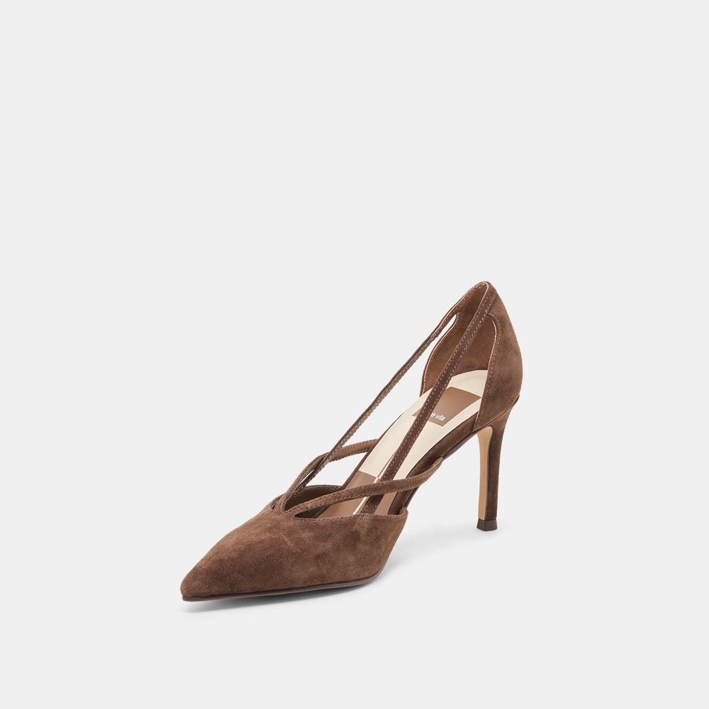 Kaine Dk Brown Suede Heels | Women Dolce Vita