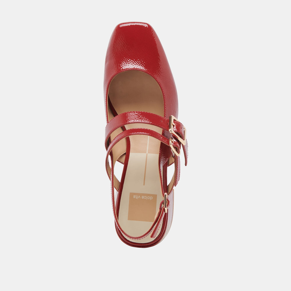PATZY HEELS CRIMSON CRINKLE PATENT LEATHER | Dolce Vita Women