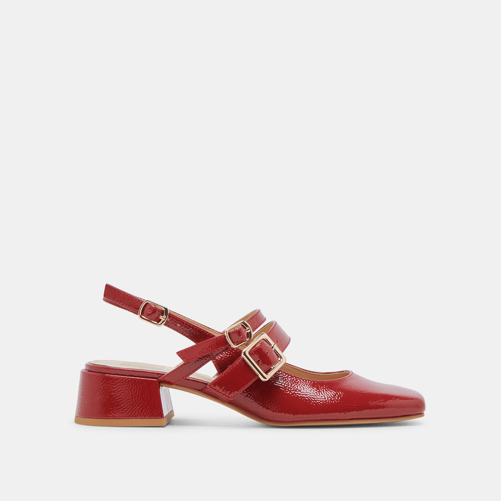 PATZY HEELS CRIMSON CRINKLE PATENT LEATHER | Dolce Vita Women