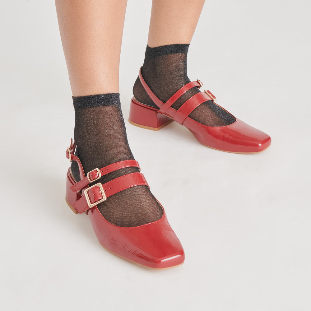 PATZY HEELS CRIMSON CRINKLE PATENT LEATHER | Dolce Vita Women