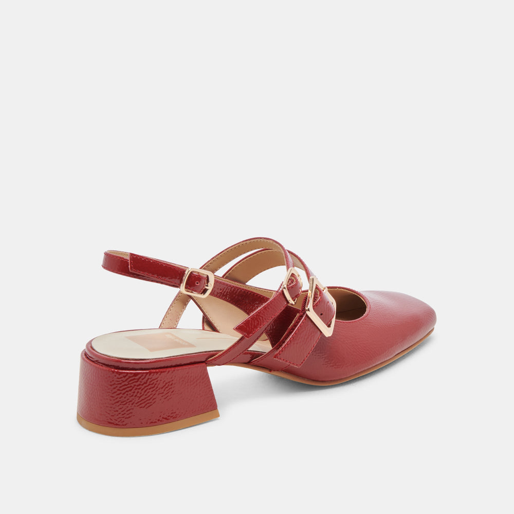 PATZY HEELS CRIMSON CRINKLE PATENT LEATHER | Dolce Vita Women