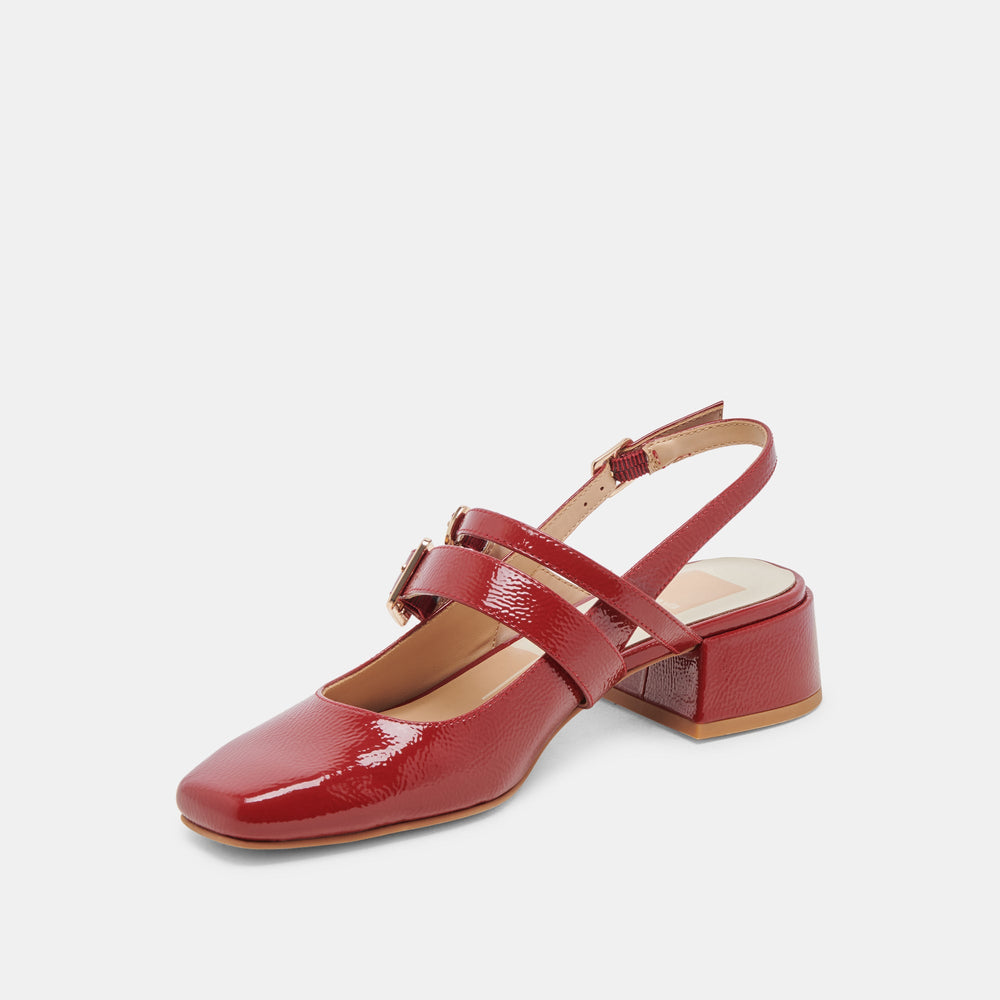 PATZY HEELS CRIMSON CRINKLE PATENT LEATHER | Dolce Vita Women