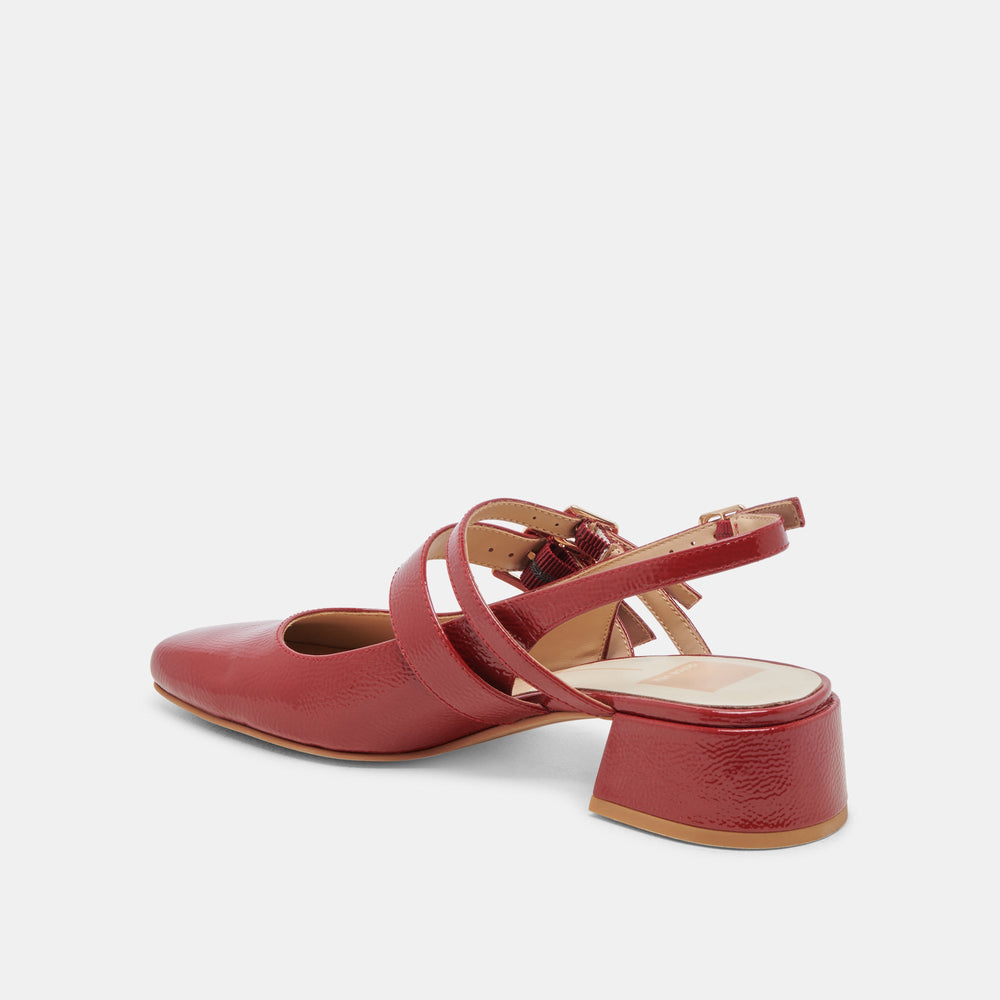 PATZY HEELS CRIMSON CRINKLE PATENT LEATHER | Dolce Vita Women