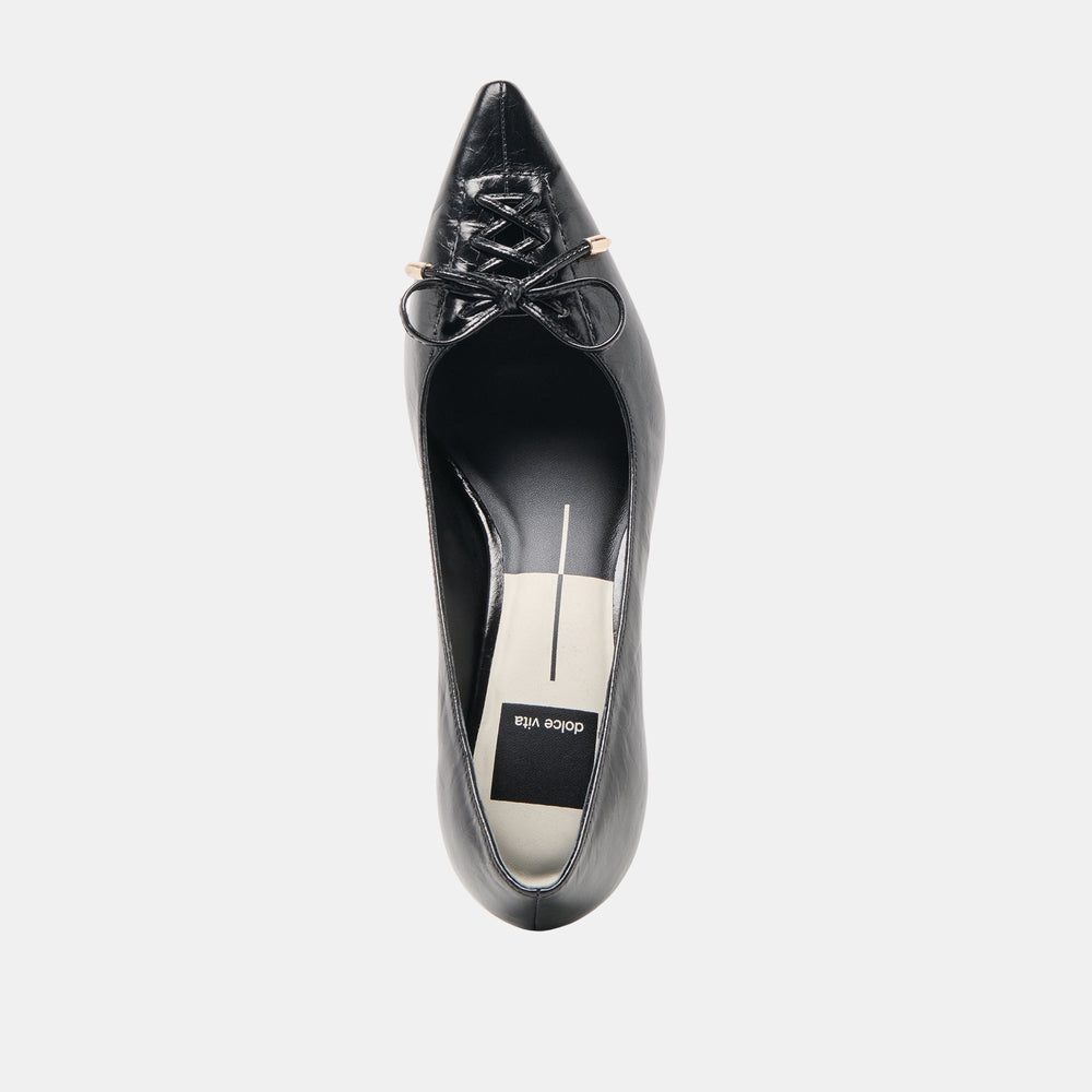 Clarie Midnight Crinkle Patent Leather Heels | Women Dolce Vita