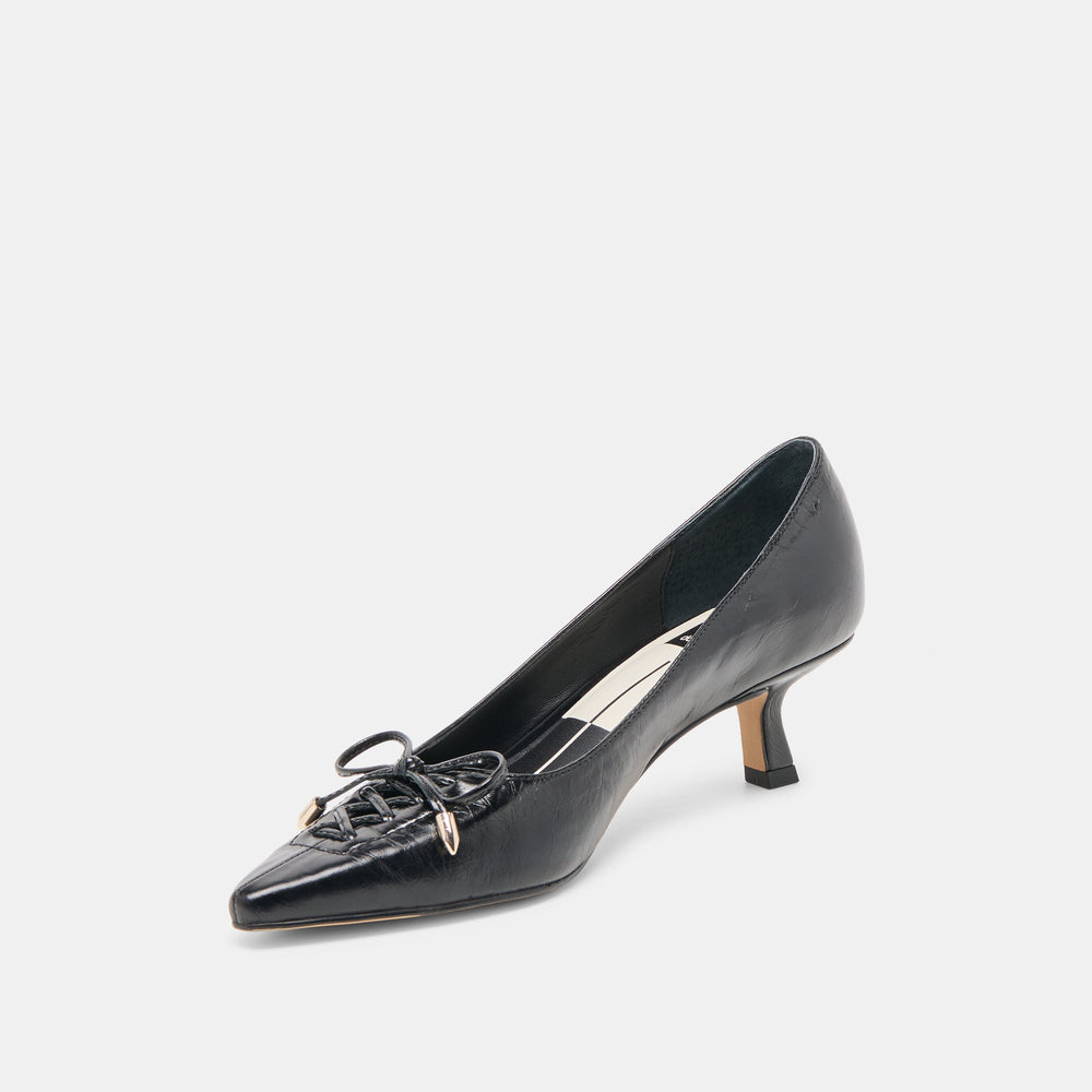Clarie Midnight Crinkle Patent Leather Heels | Women Dolce Vita