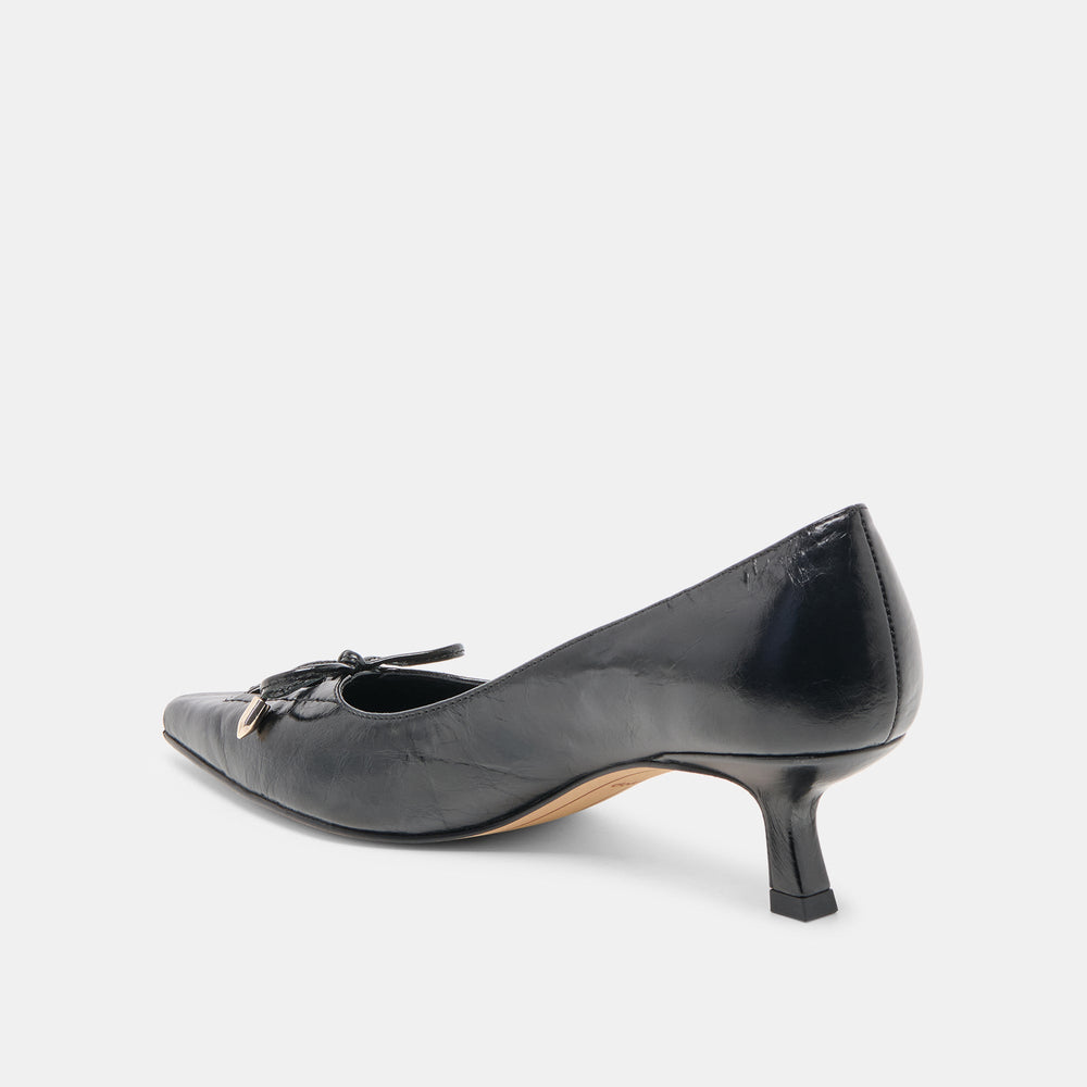 Clarie Midnight Crinkle Patent Leather Heels | Women Dolce Vita
