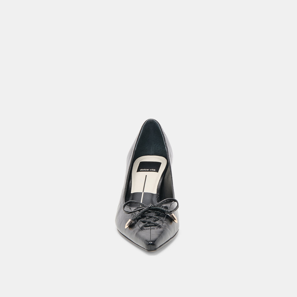 Clarie Midnight Crinkle Patent Leather Heels | Women Dolce Vita