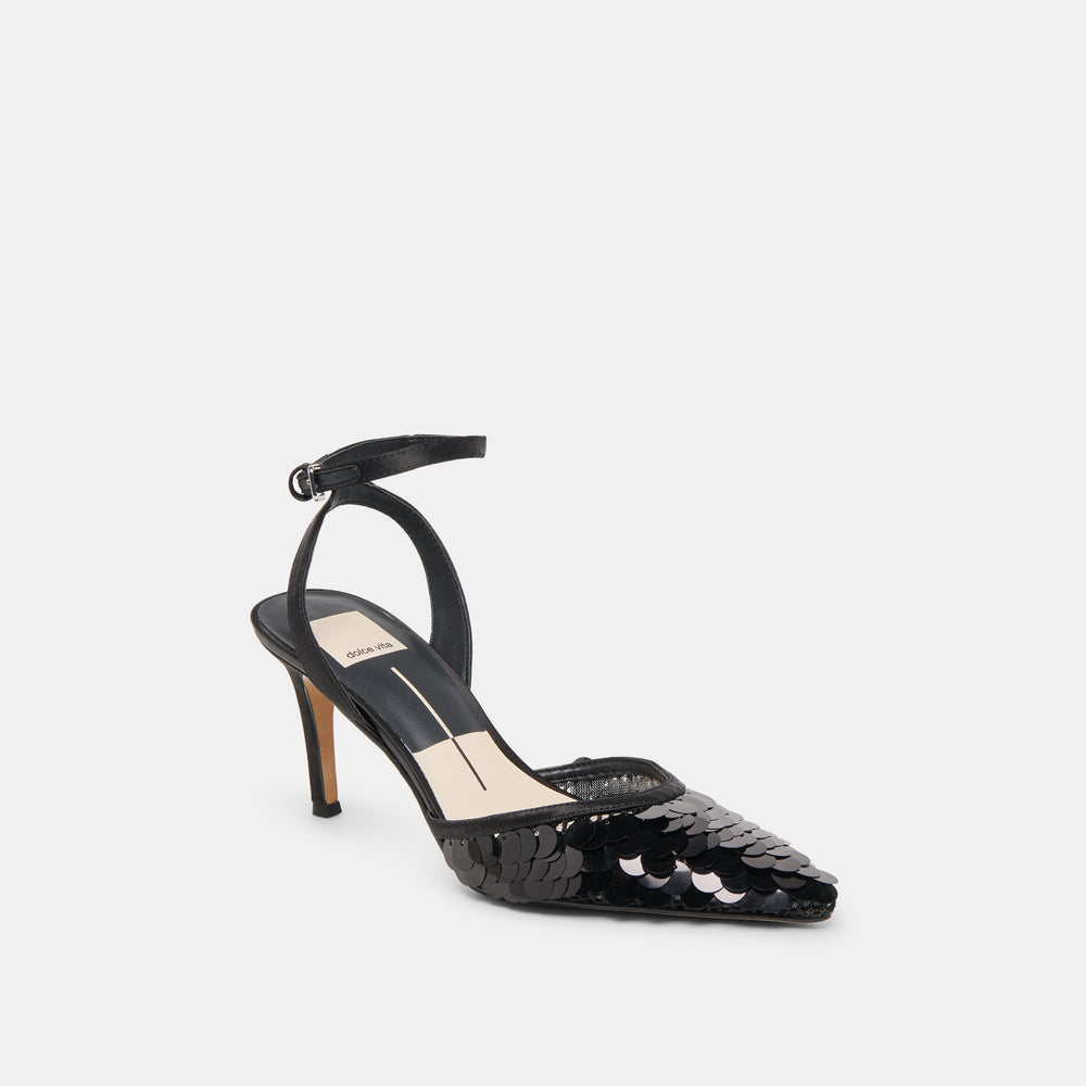 Elizza Confetti Onyx Woven Mesh Heels | Dolce Vita Women