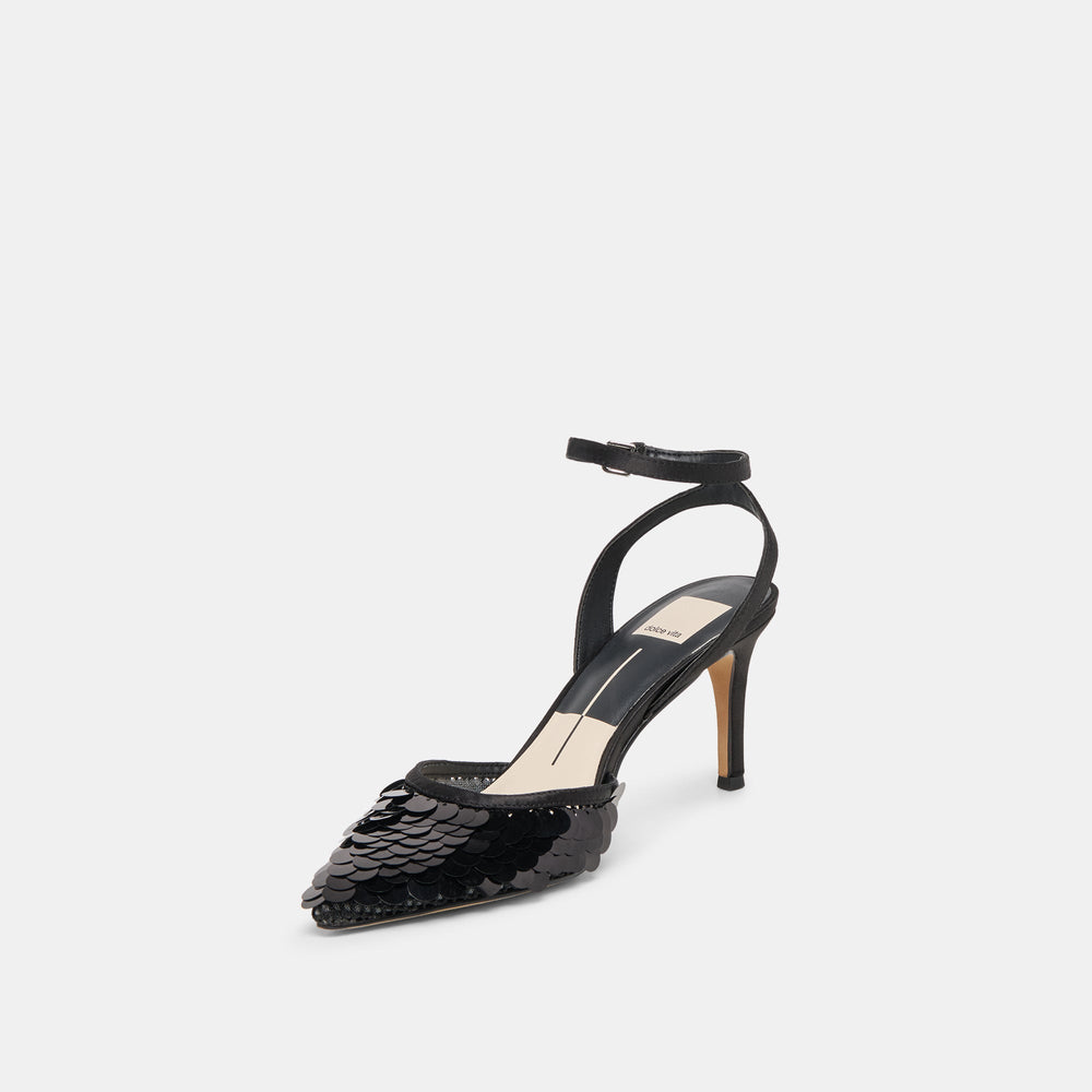 Elizza Confetti Onyx Woven Mesh Heels | Dolce Vita Women