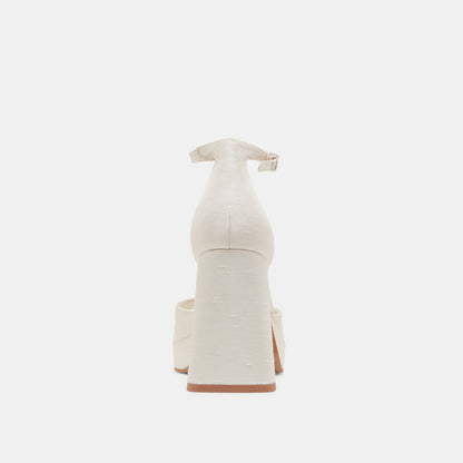 PANDRO WIDE HEELS WHITE SATIN - Dolce Vita