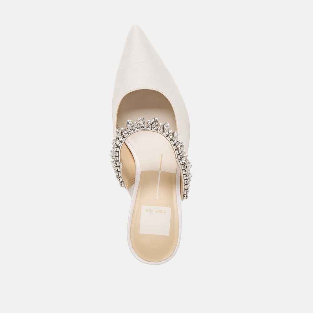 Keli Crystal White Satin Heels | Women Dolce Vita