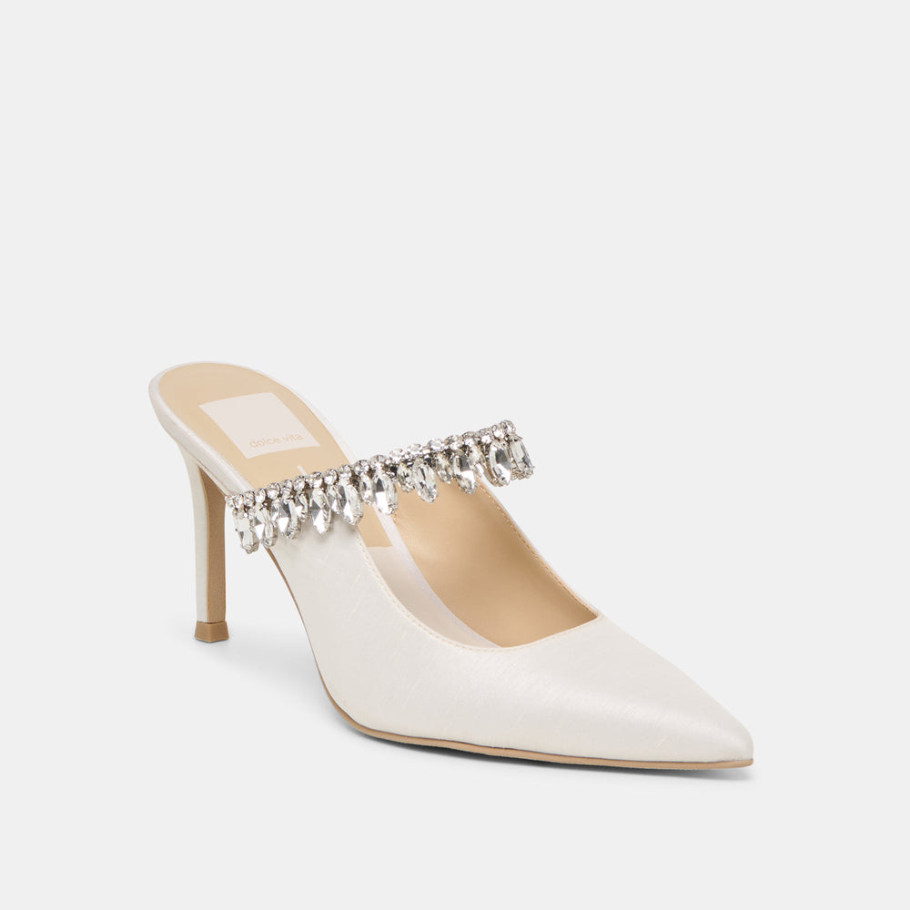 Keli Crystal White Satin Heels | Women Dolce Vita