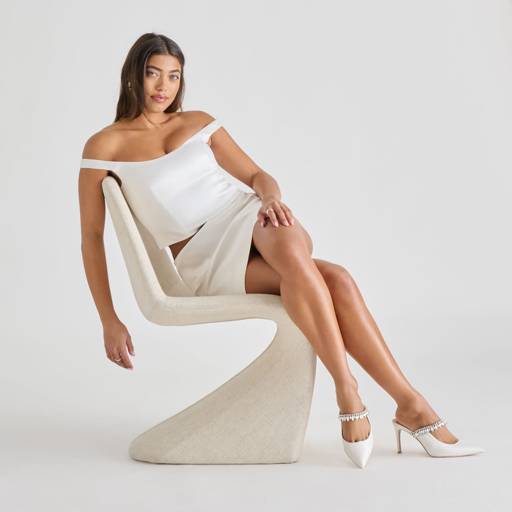 Keli Crystal White Satin Heels | Women Dolce Vita