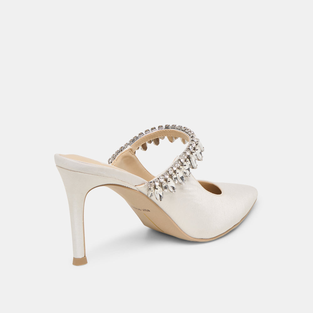 Keli Crystal White Satin Heels | Women Dolce Vita