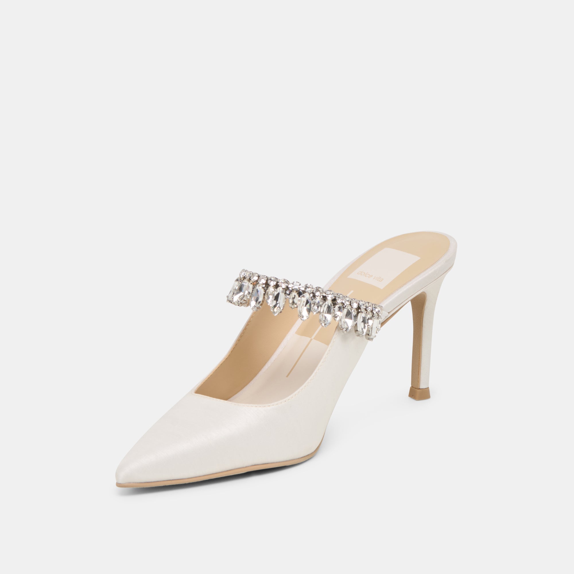 Keli Crystal White Satin Heels | Women Dolce Vita