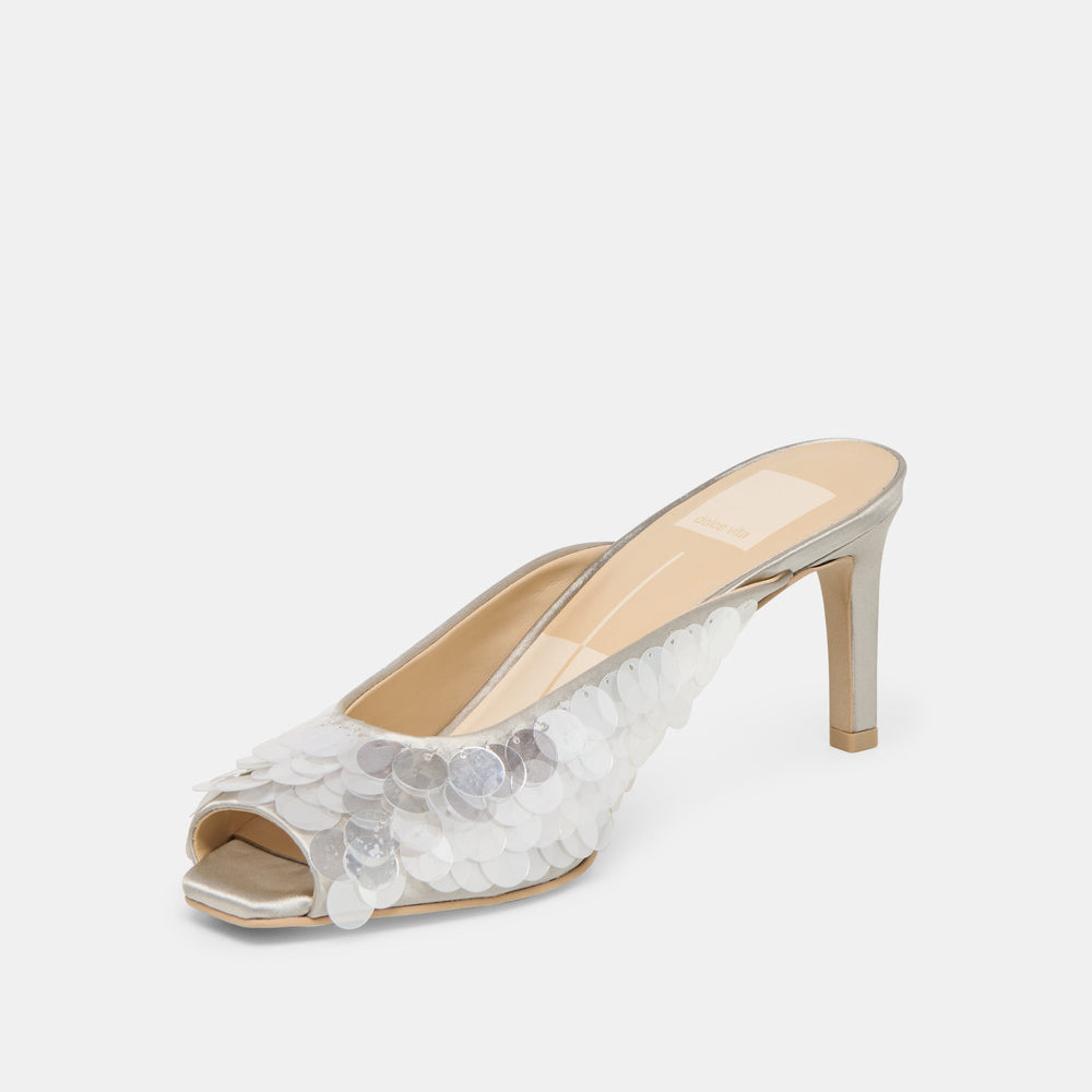 Samary Confetti Silver Satin Heels | Dolce Vita Women