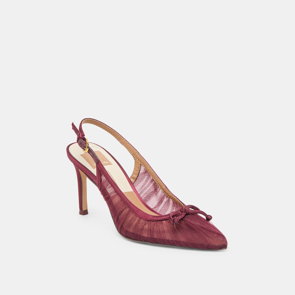 Yela Cranberry Tulle Heels | Women Dolce Vita