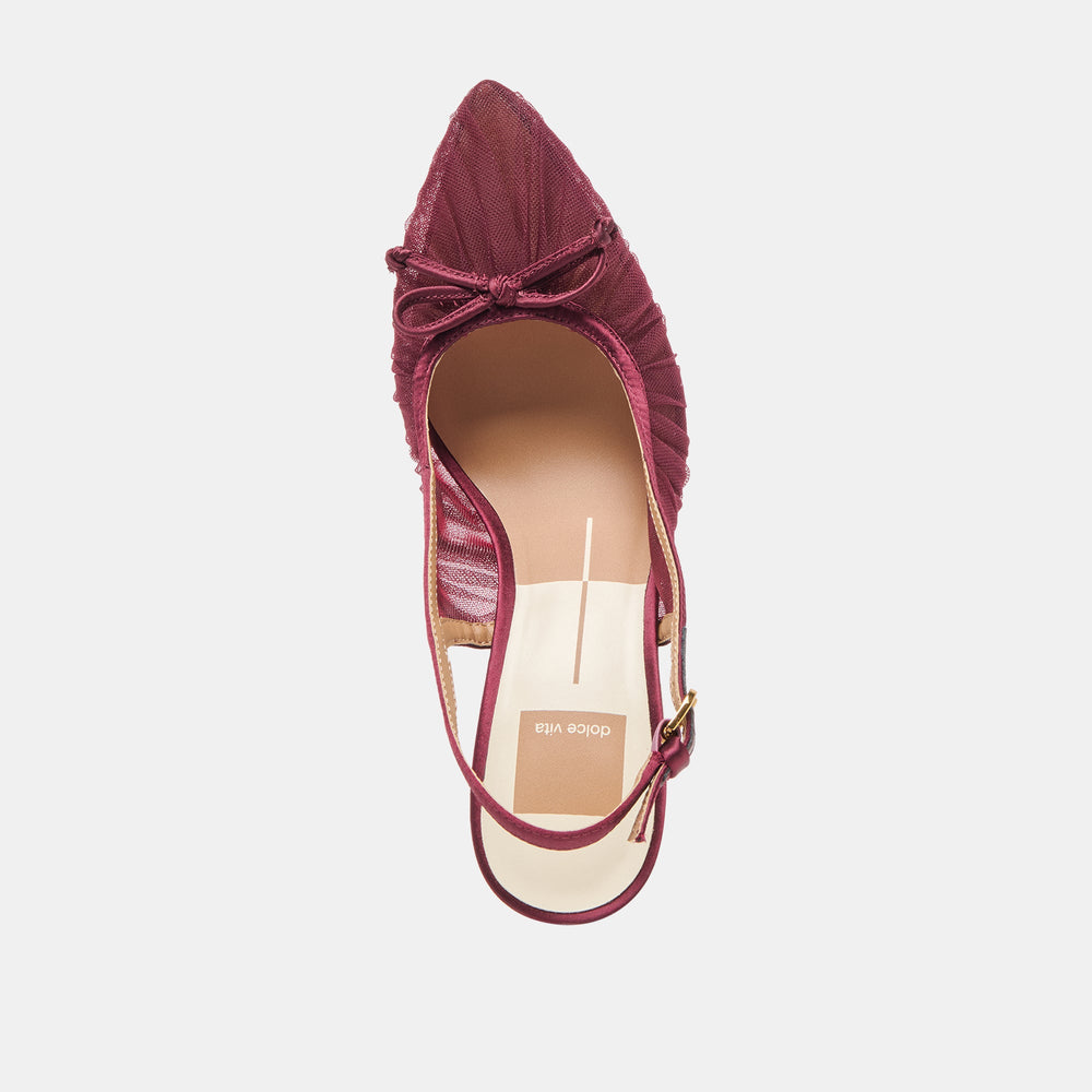 Yela Cranberry Tulle Heels | Women Dolce Vita