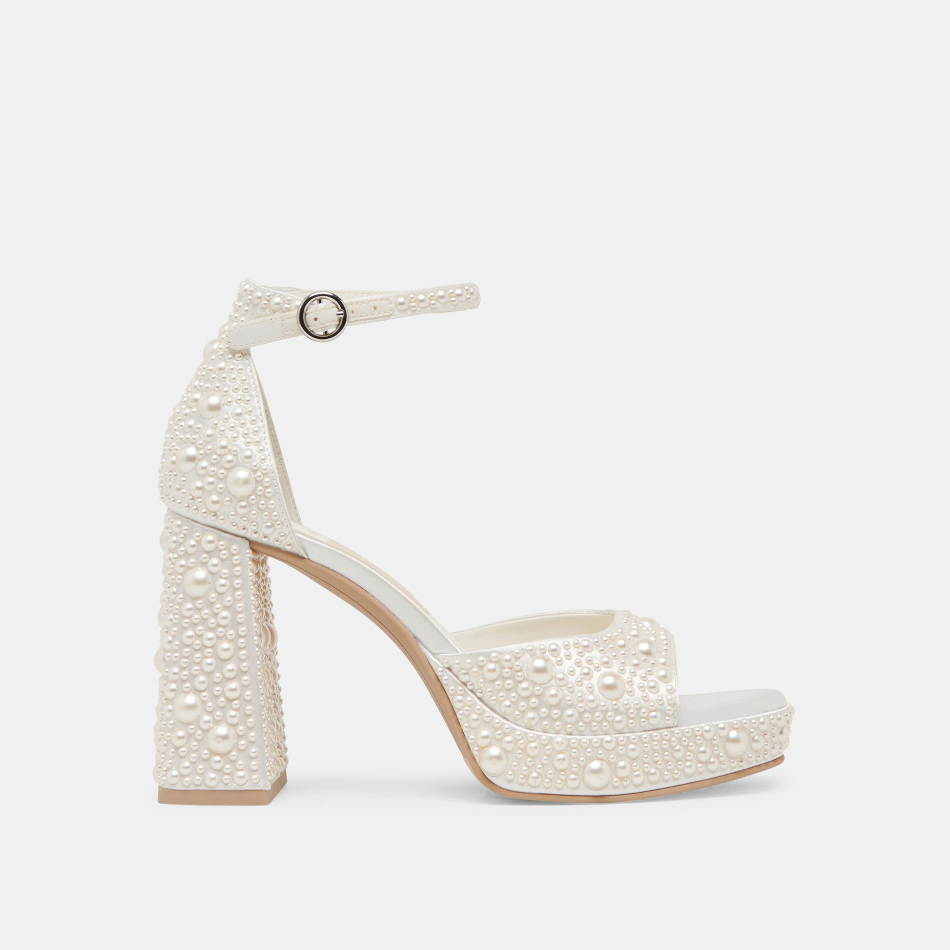 PANDRO PEARL HEELS TRUE WHITE SATIN - Dolce Vita