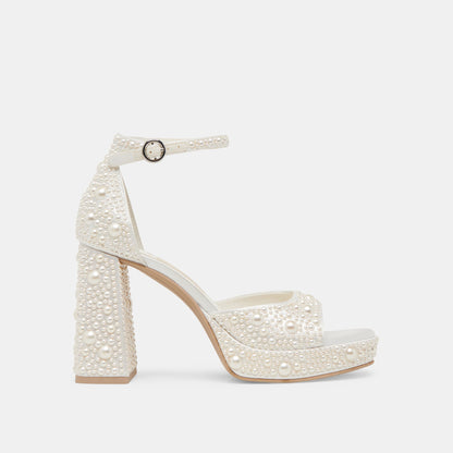 PANDRO PEARL HEELS TRUE WHITE SATIN - Dolce Vita