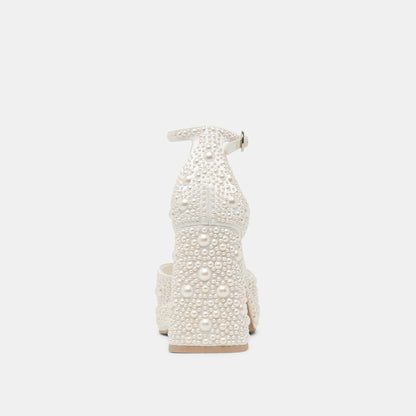 PANDRO PEARL HEELS TRUE WHITE SATIN - Dolce Vita