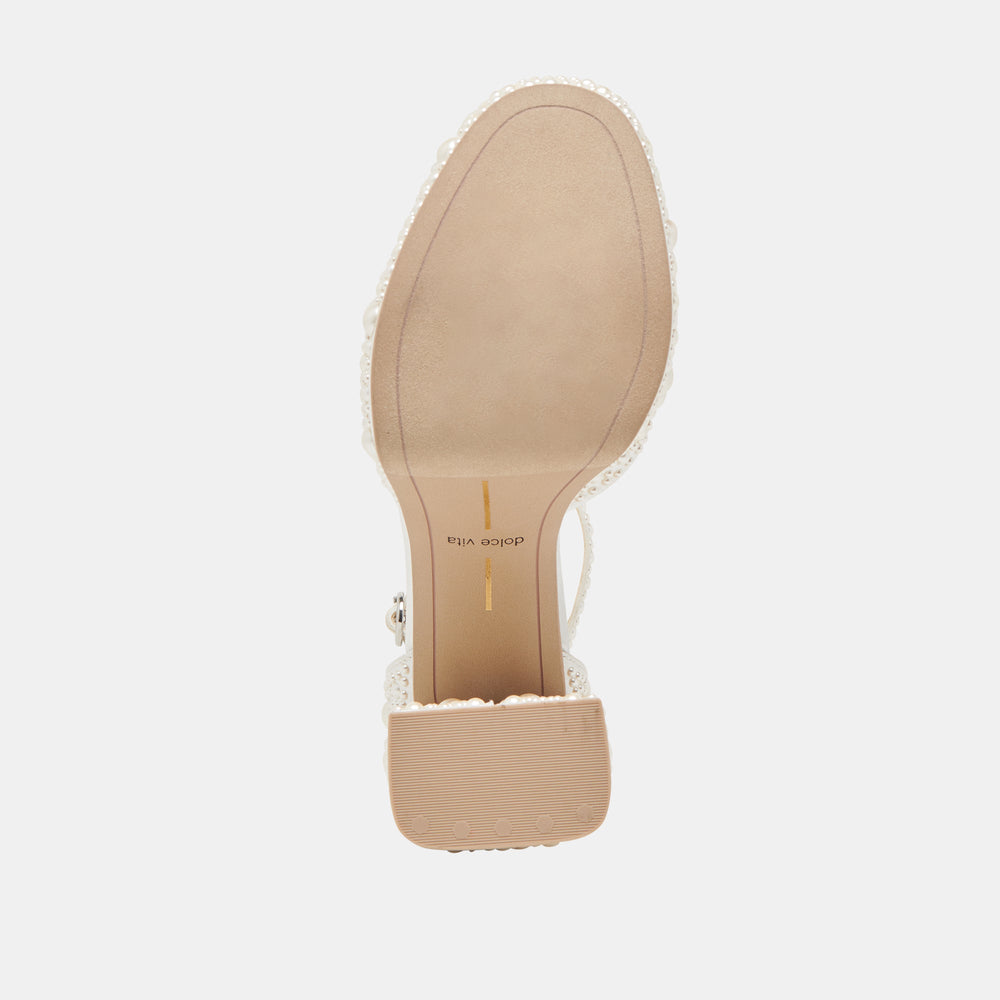 PANDRO PEARL HEELS TRUE WHITE SATIN | Dolce Vita Women