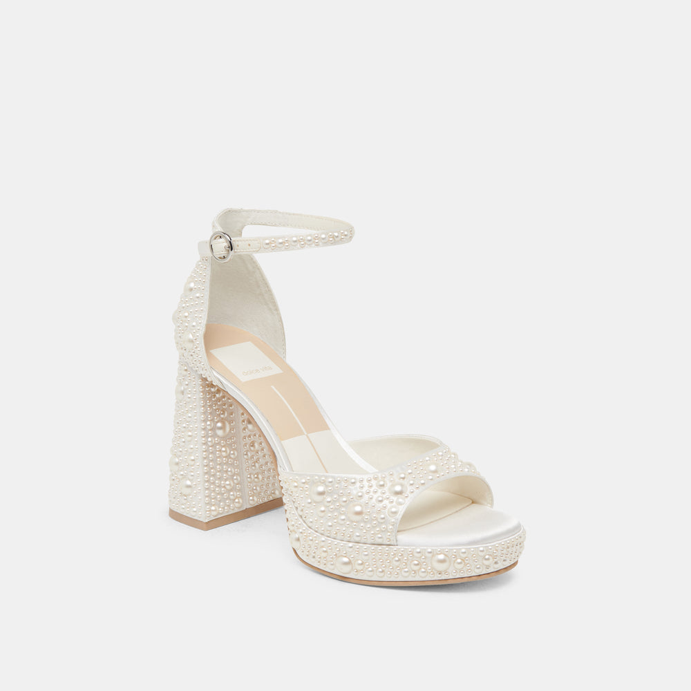PANDRO PEARL HEELS TRUE WHITE SATIN | Dolce Vita Women